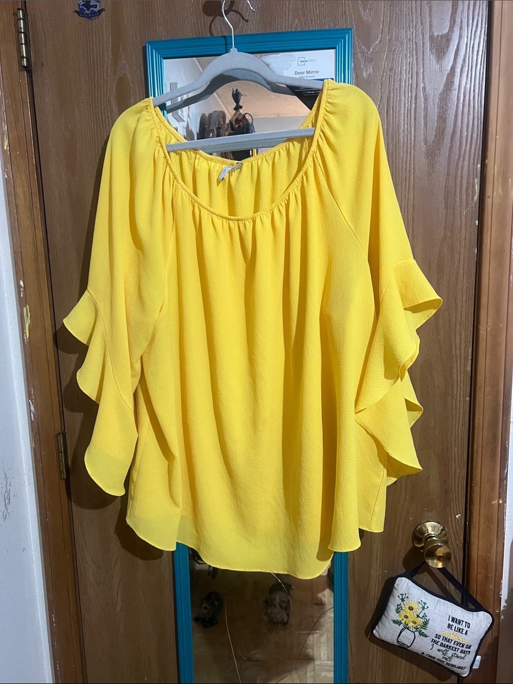 Cato Bright Yellow Ruffle-Sleeve Blouse